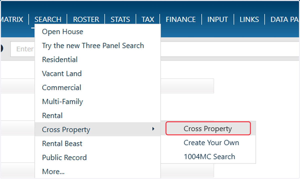 Click on Cross Property
