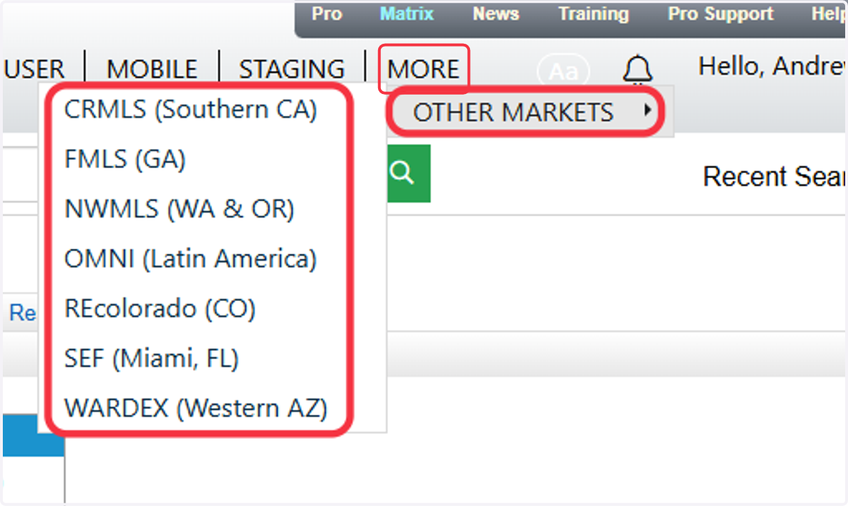 Click on MORE or OTHER MARKETS depending on the size of your screen