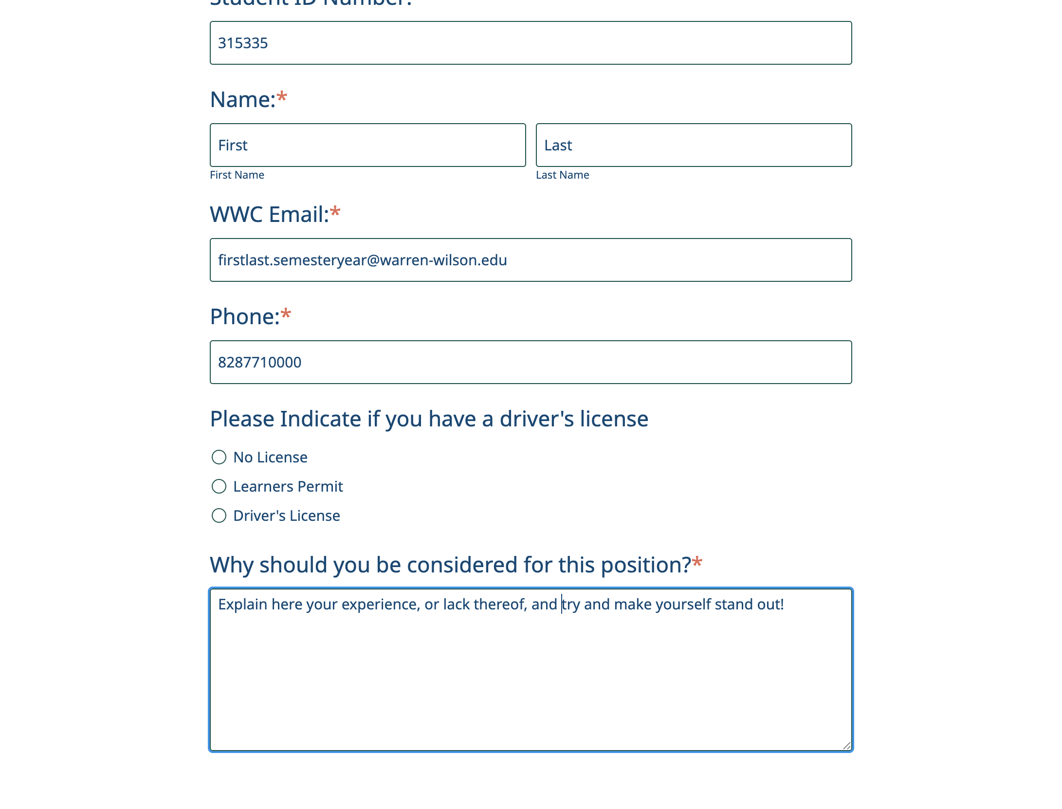 Complete the personal summary with why you should be considered for the position.