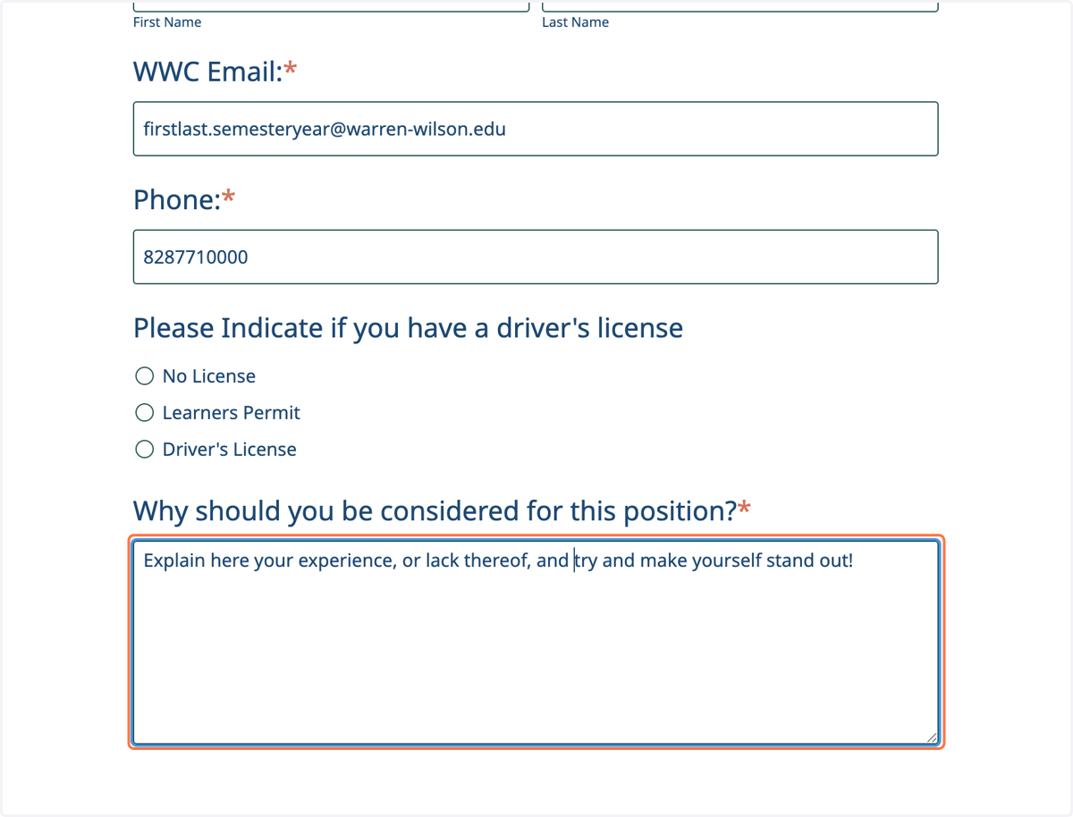 Complete the personal summary with why you should be considered for the position.