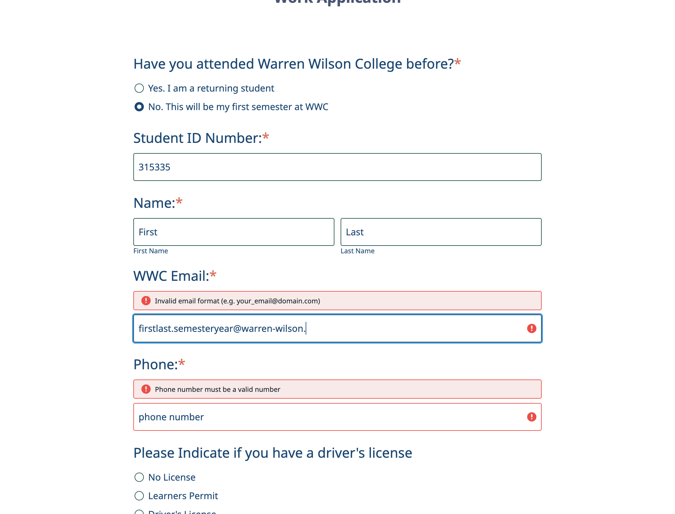 Please make sure you're using your Warren Wilson email address when submitting applications!