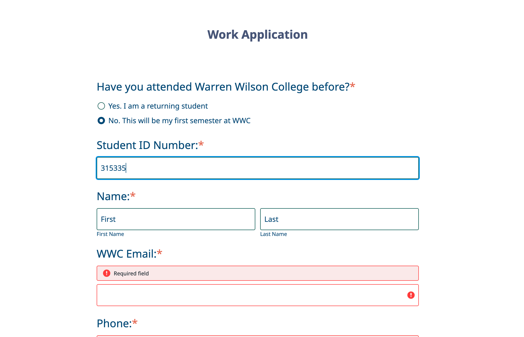 Begin filling out the application with your personal information.