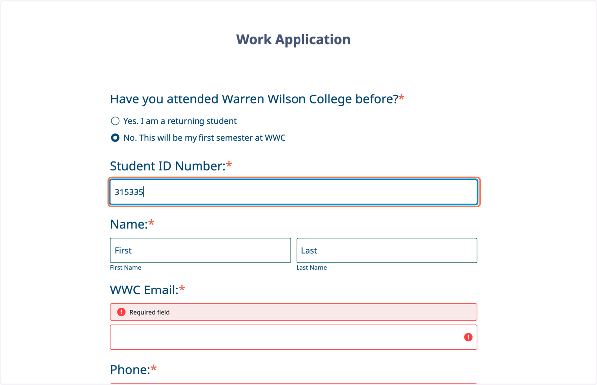 Begin filling out the application with your personal information.