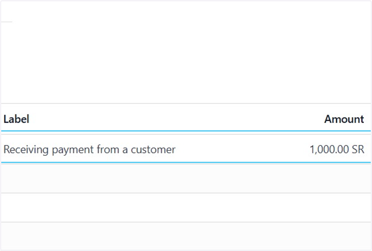 Type the label and amount