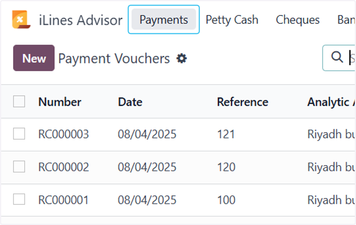 Click on Payments