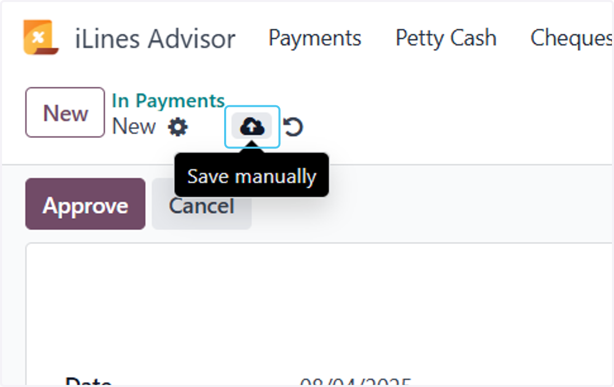 Click on Save manually