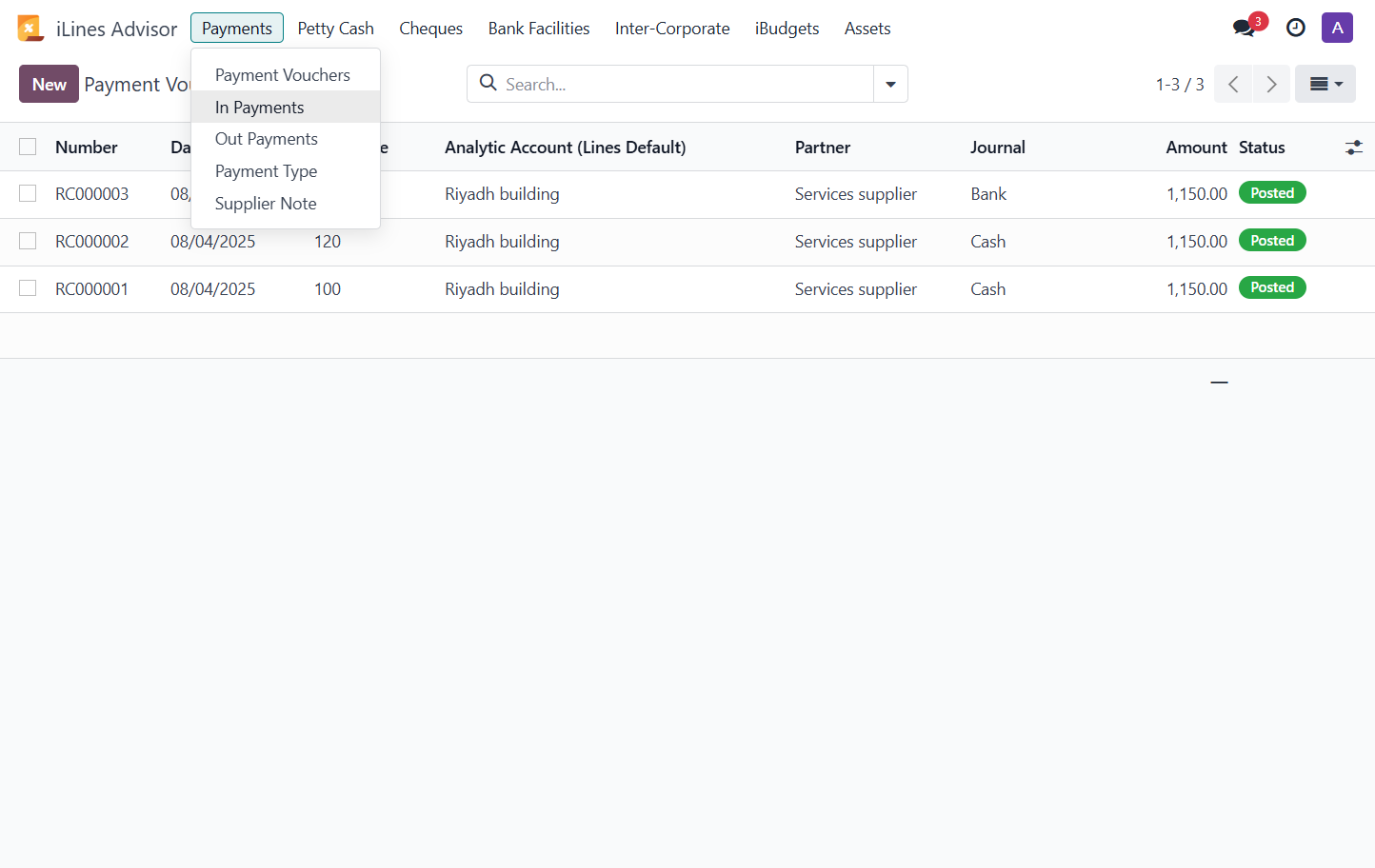 Click on In Payments