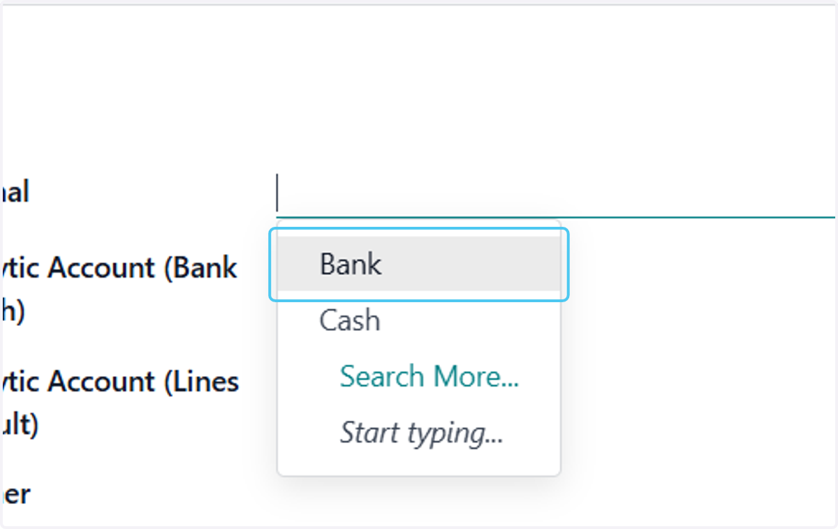 Click on Bank