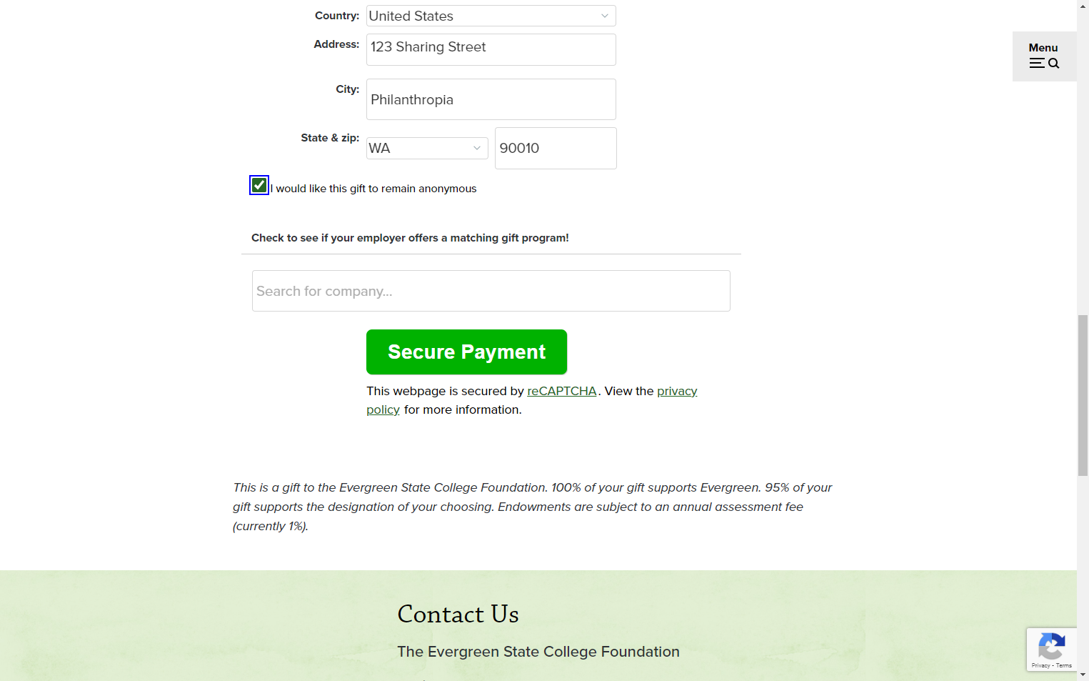 Be sure to read the statement that explains the use of funds that you're donating.