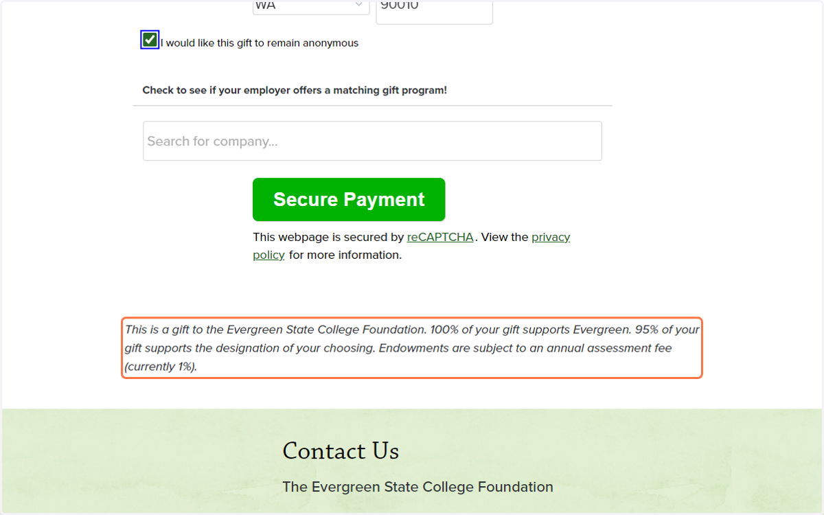 Be sure to read the statement that explains the use of funds that you're donating.