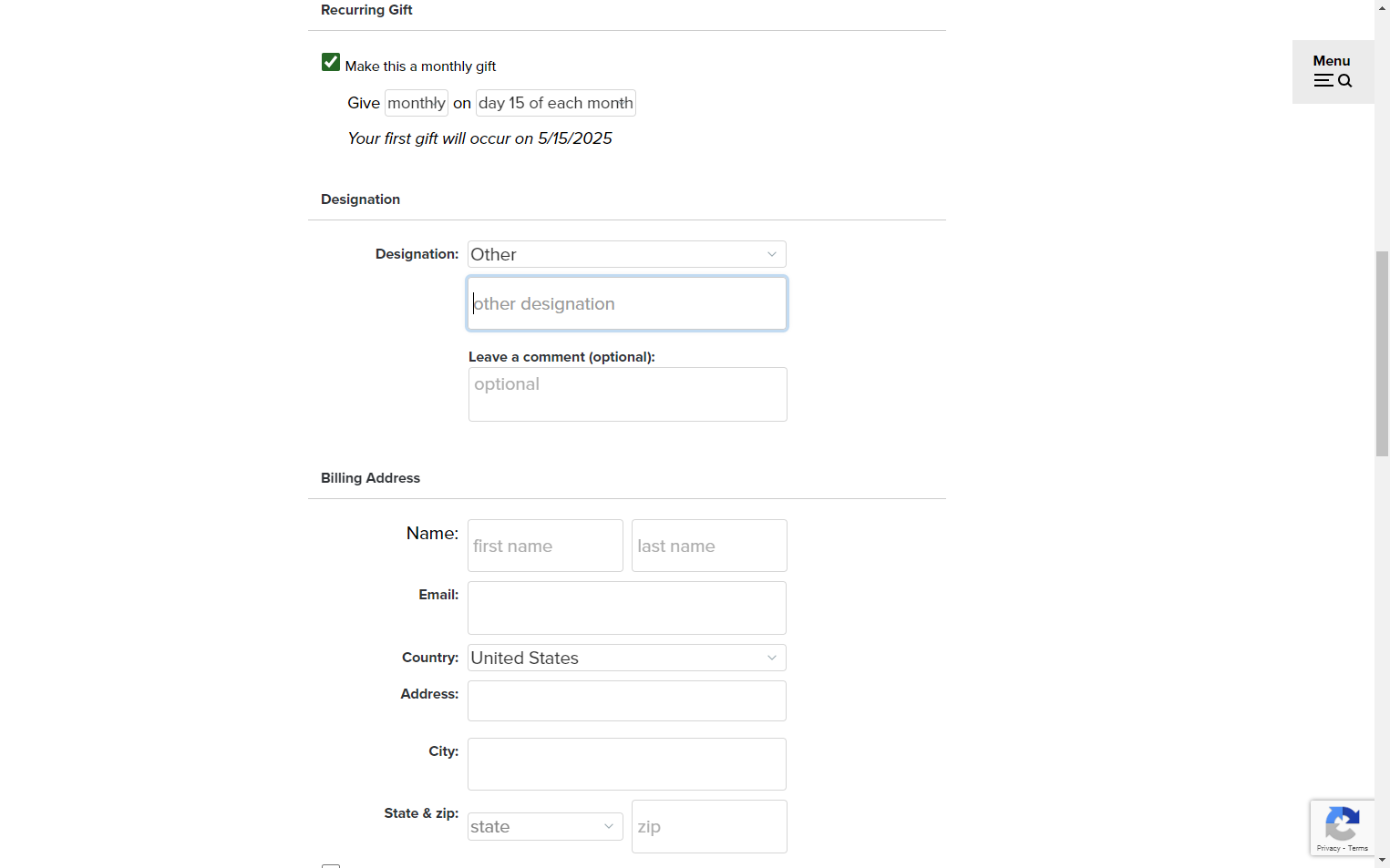 Select Other from Designation