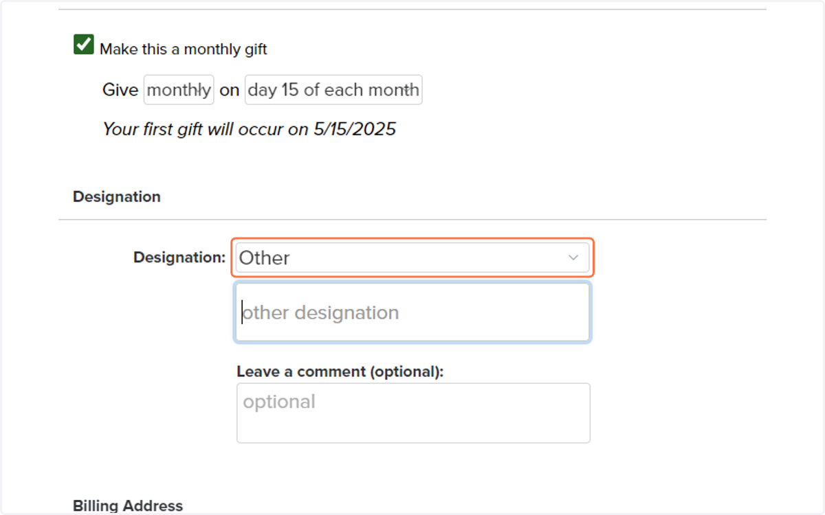 Select Other from Designation