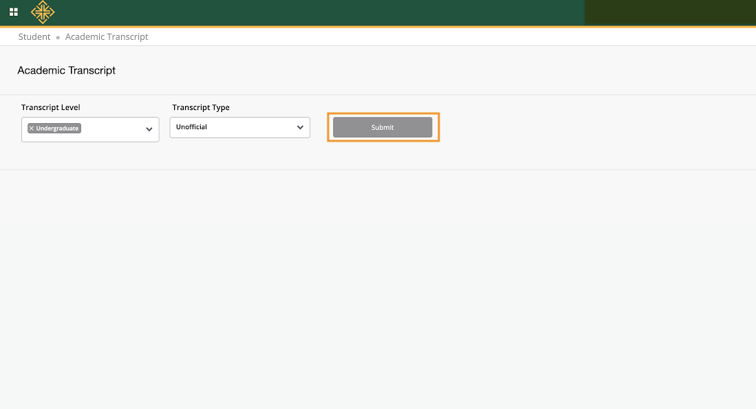 View Academic Transcript Screen