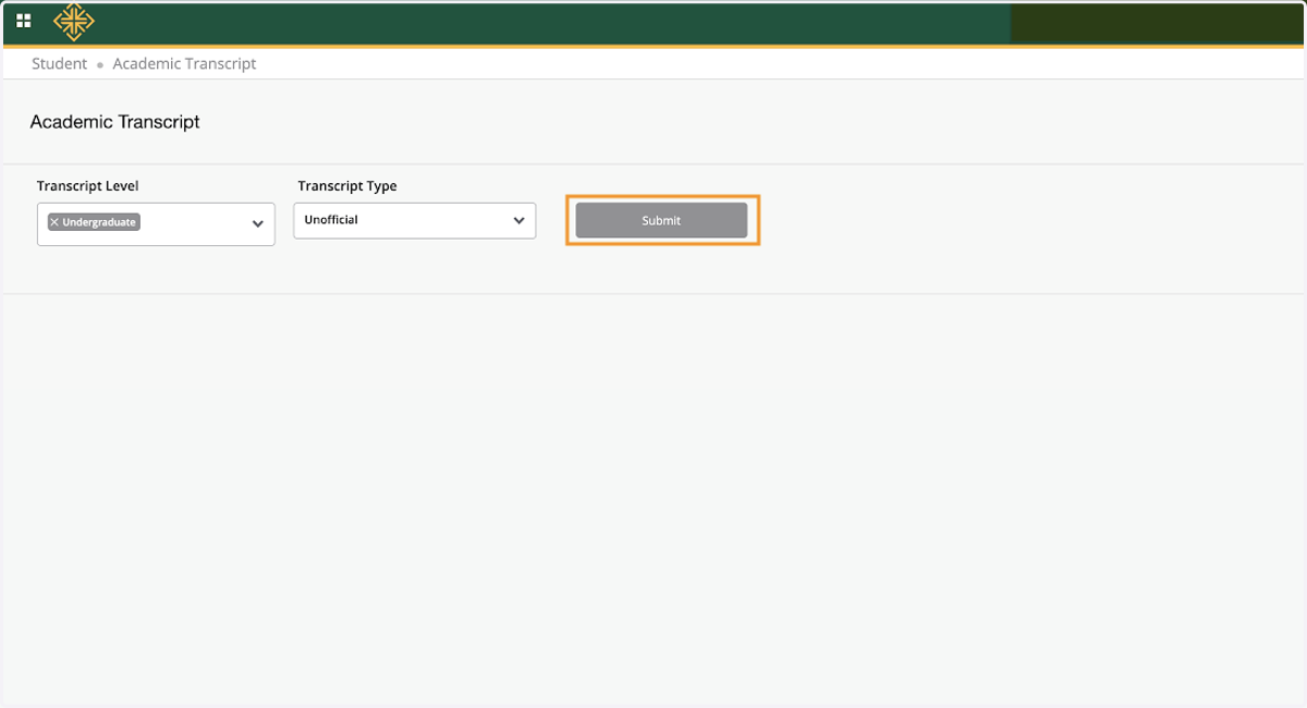 View Academic Transcript Screen