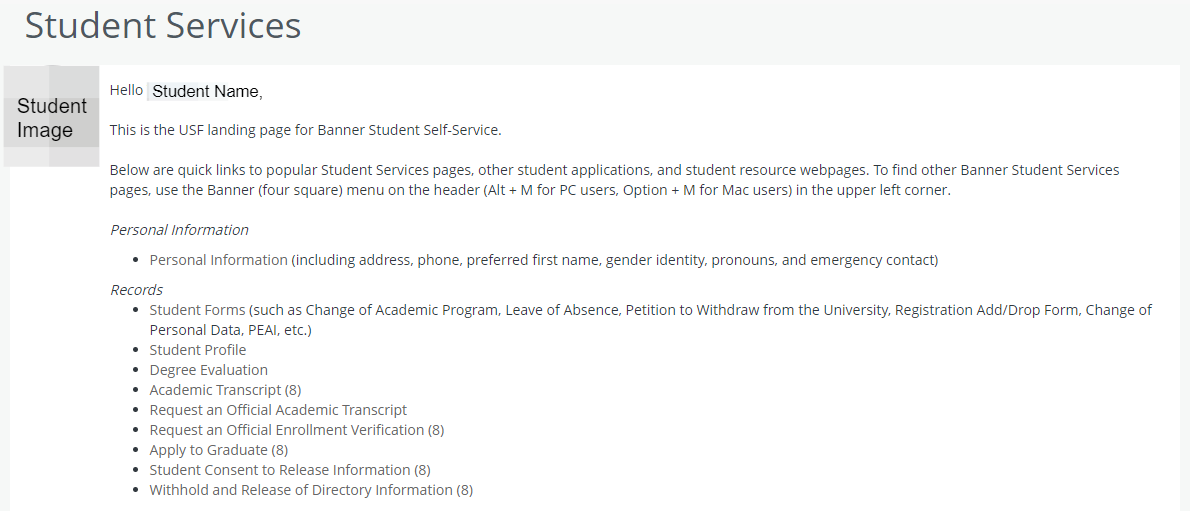 Back to the Student Services Landing Page