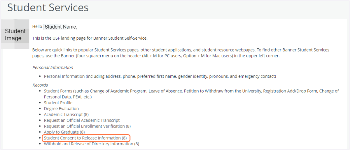 Back to the Student Services Landing Page
