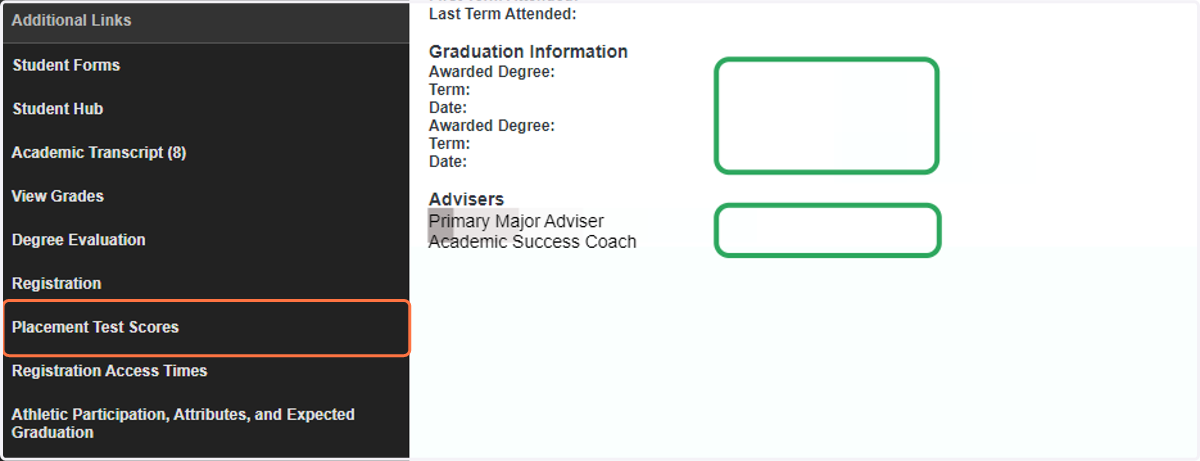 Placement Test Scores