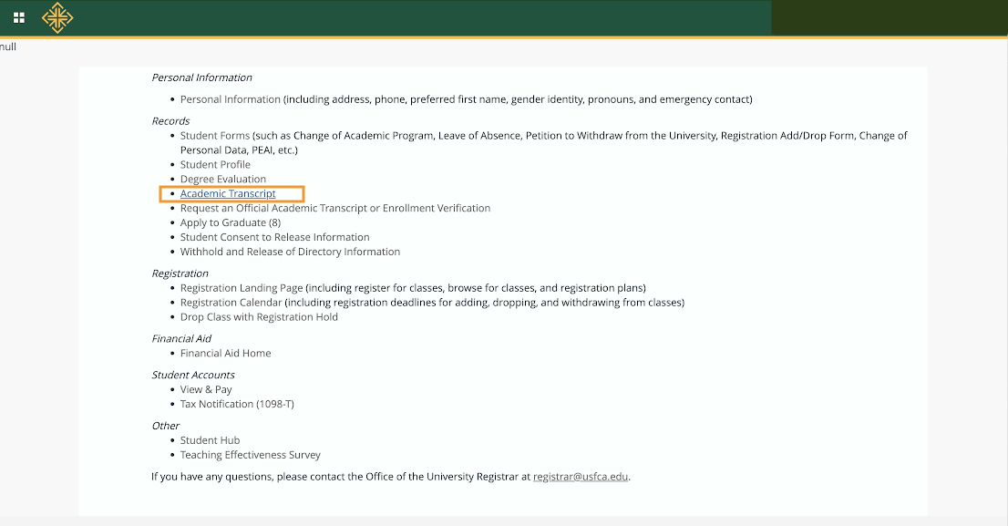Academic Transcript