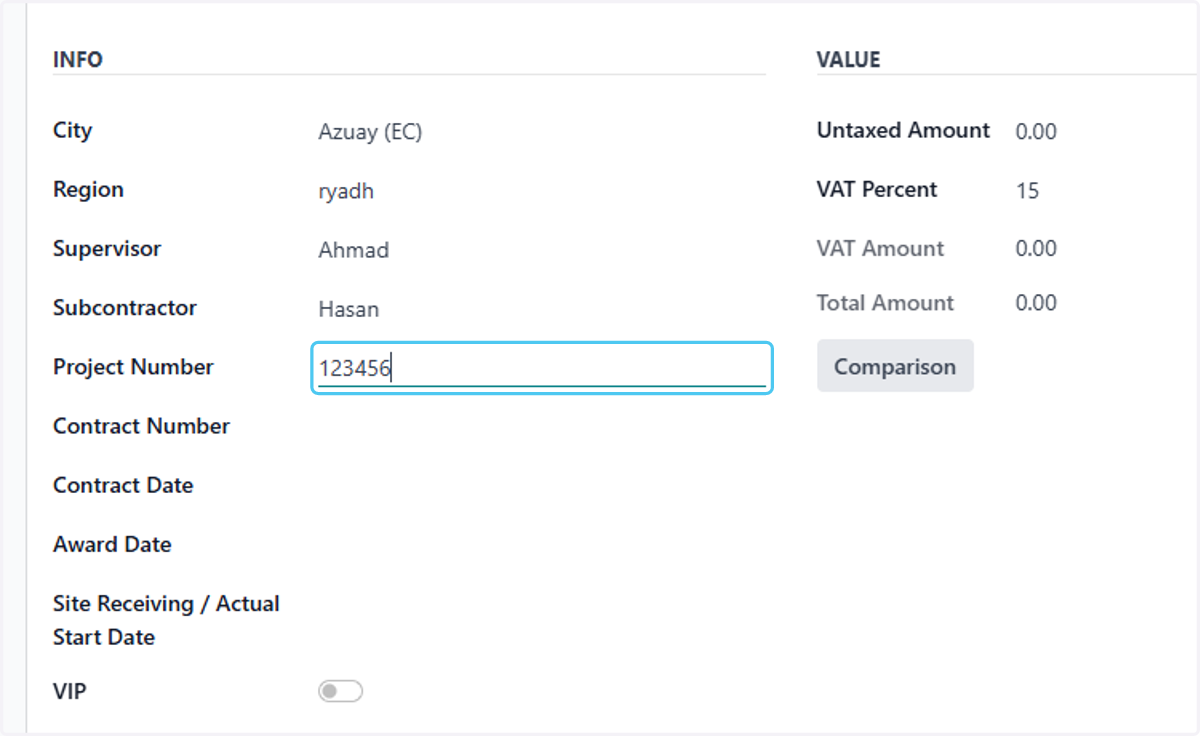 Type the project number