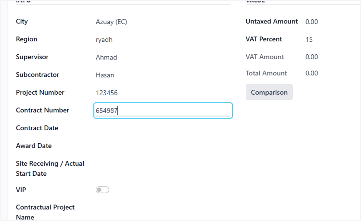 Type the contract number