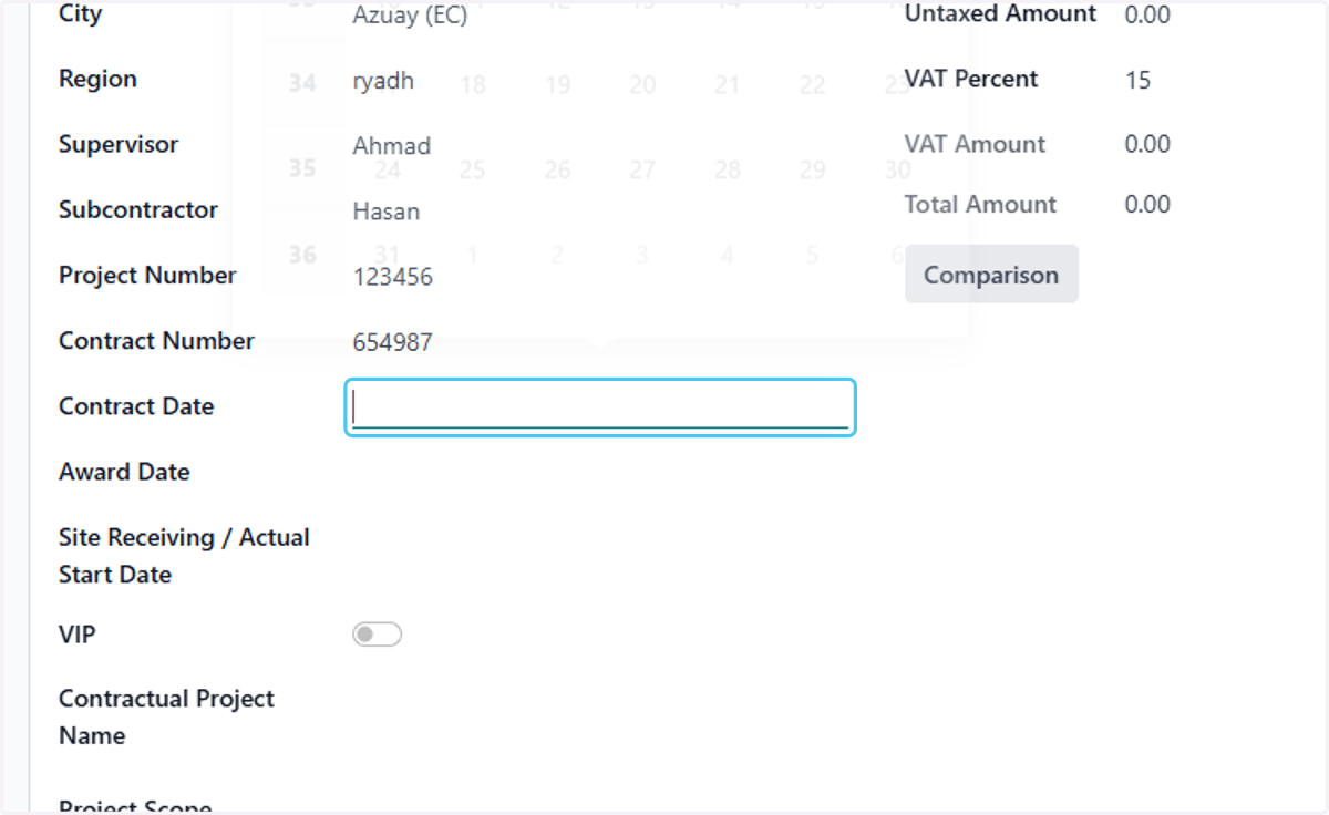 Click on Contract Date
