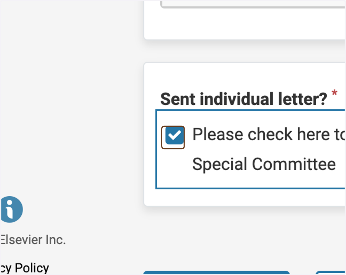 Check the box to indicate that you have sent your signed, individual letter to the Special Committee Chair