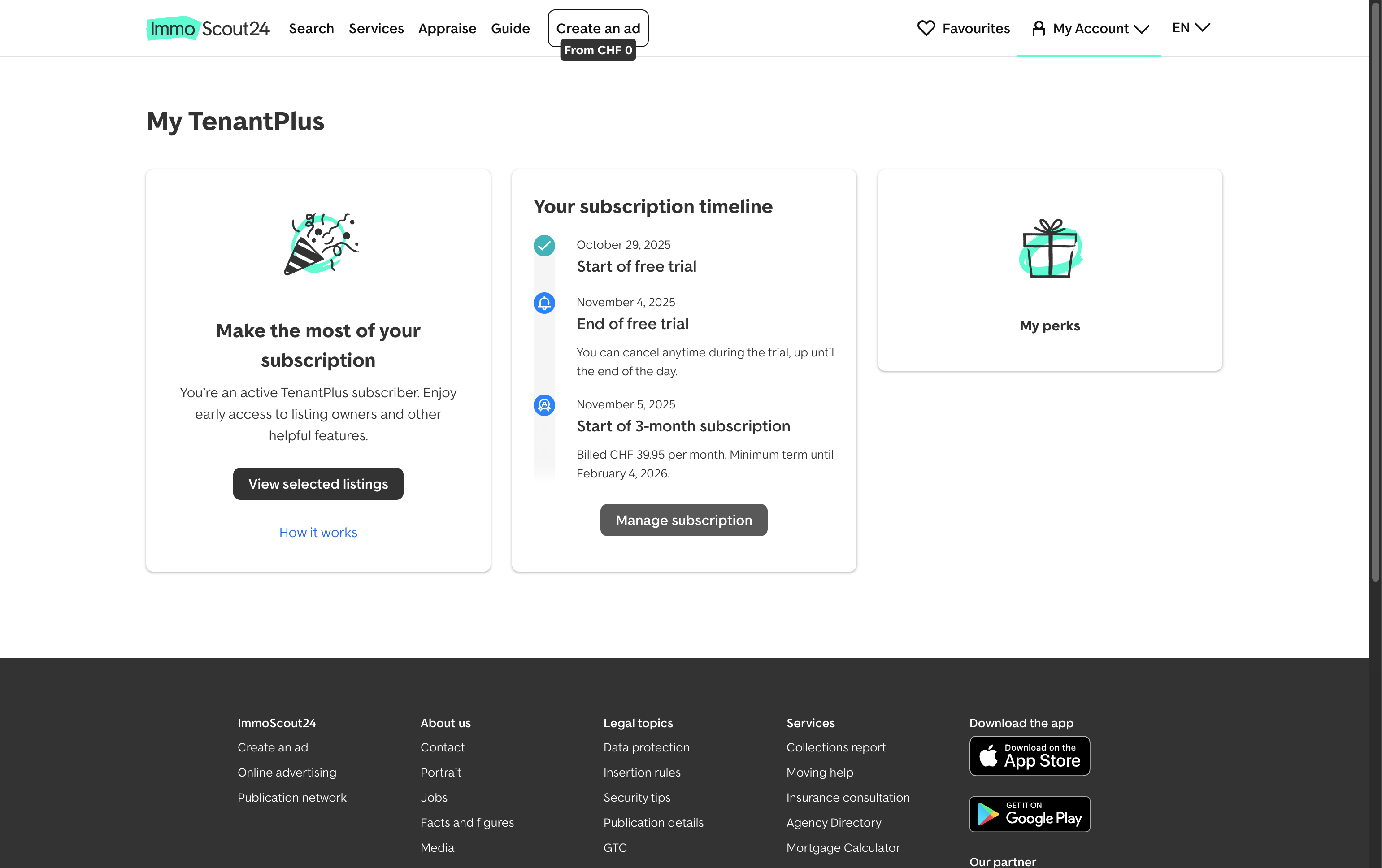 Click on Manage subscription