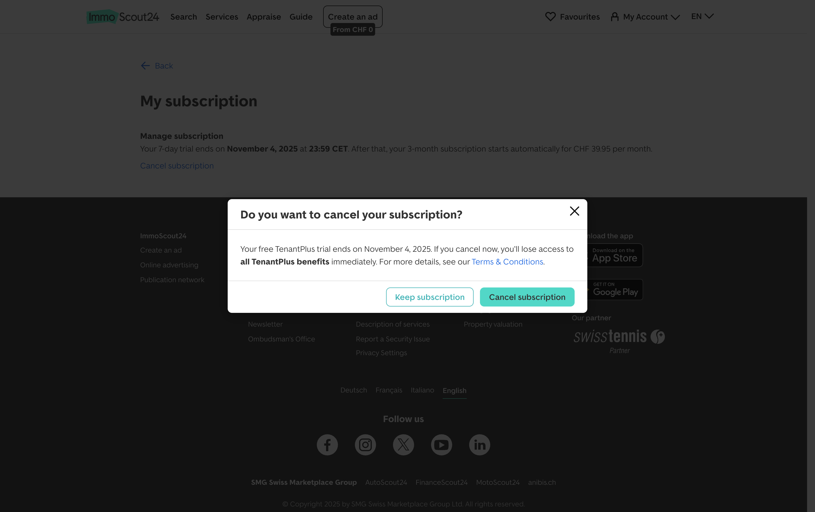 Click on Cancel subscription