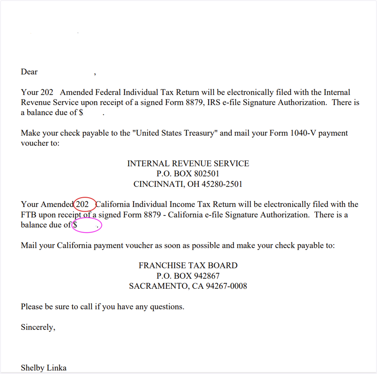 Look at your Tax Letter