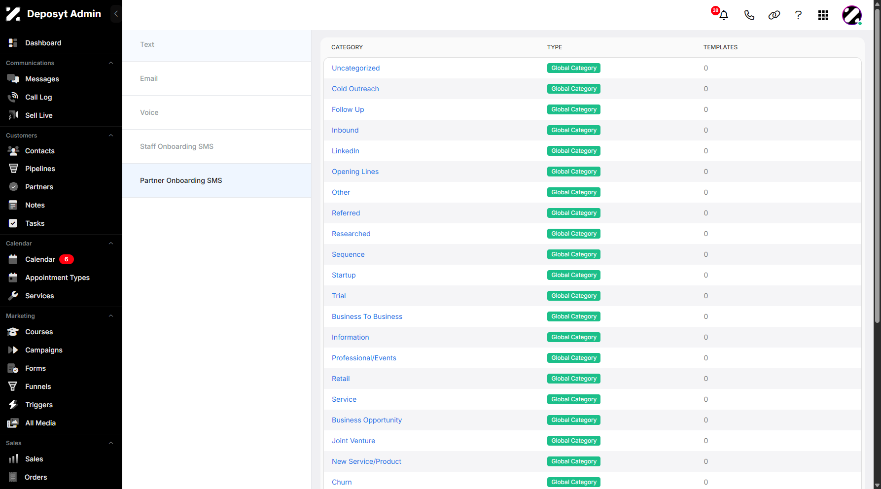 Step 5: Click on Partner Onboarding SMS to navigate.