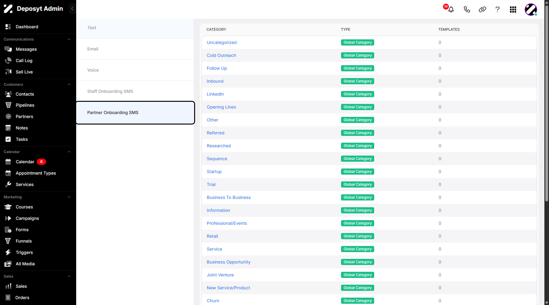 Step 5: Click on Partner Onboarding SMS to navigate.