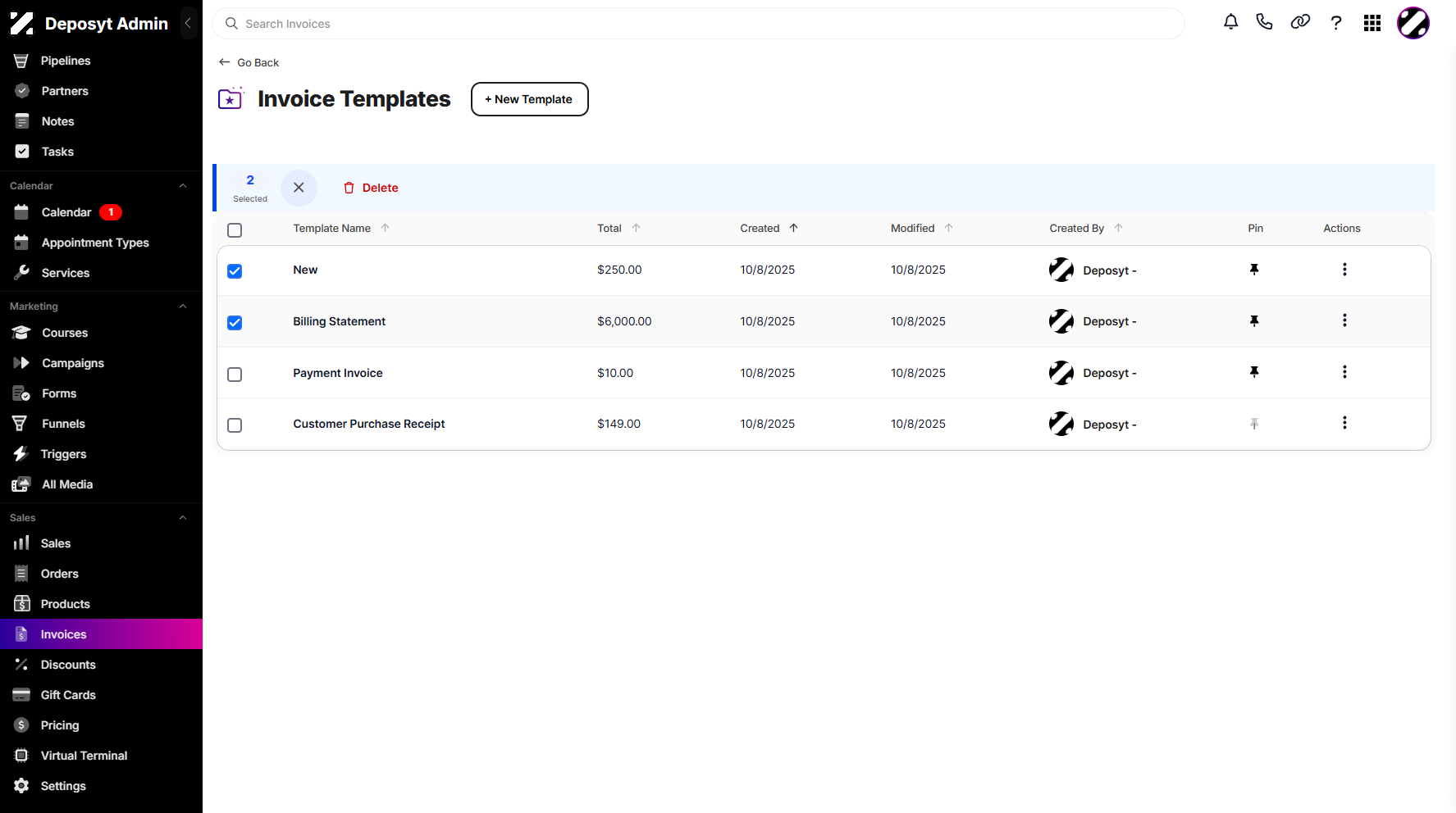 Step 7: Clicking the checkboxes enables the bulk delete option.