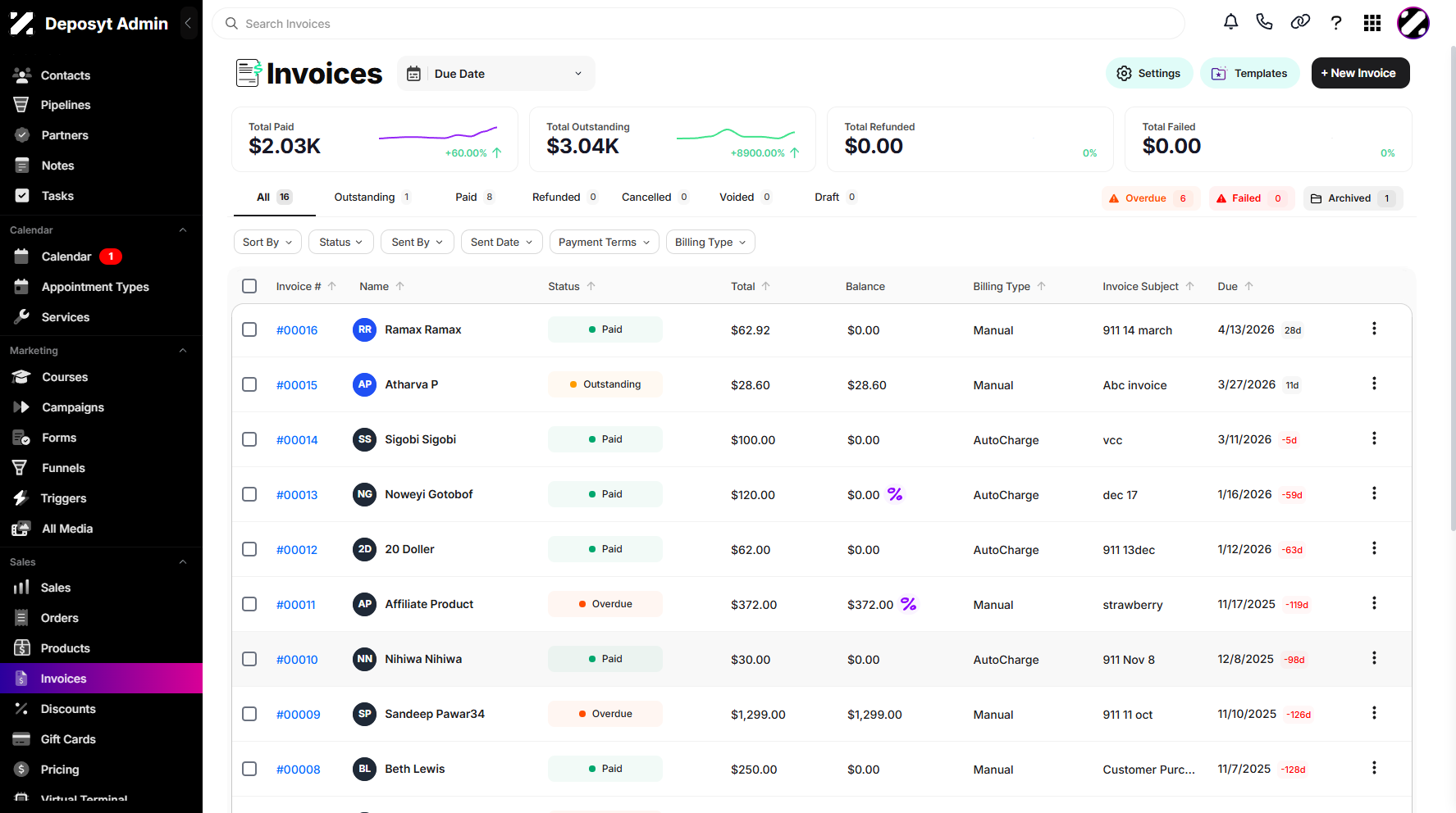 Step 1: On your Dashboard, scroll down to the Sales section and click on Invoices.