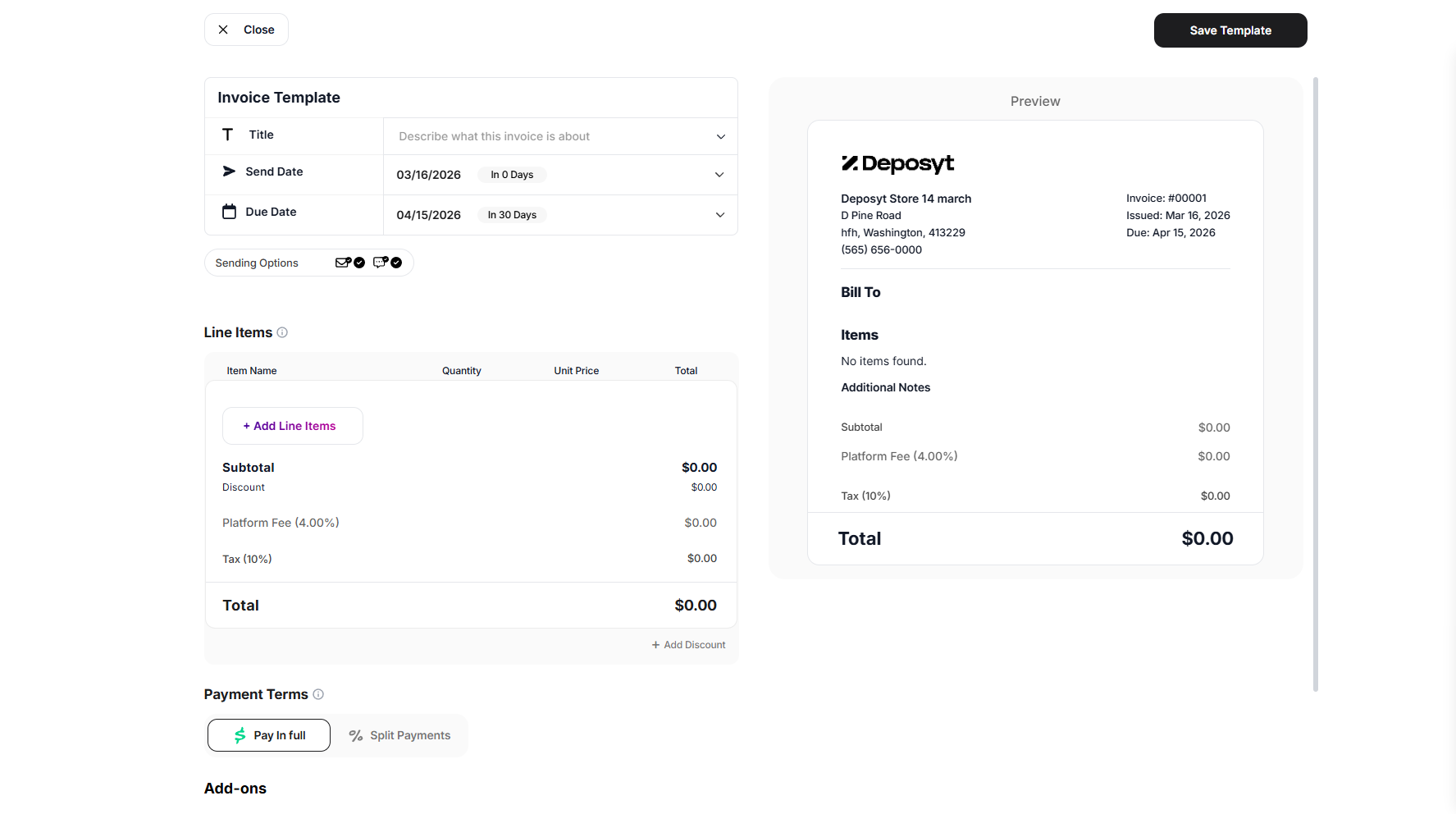 Managing Invoice Templates