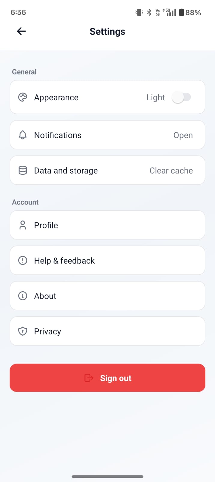 The Settings screen in the BuzyTeam mobile app serves as a central hub for managing your app preferences, account details, and other important options.
