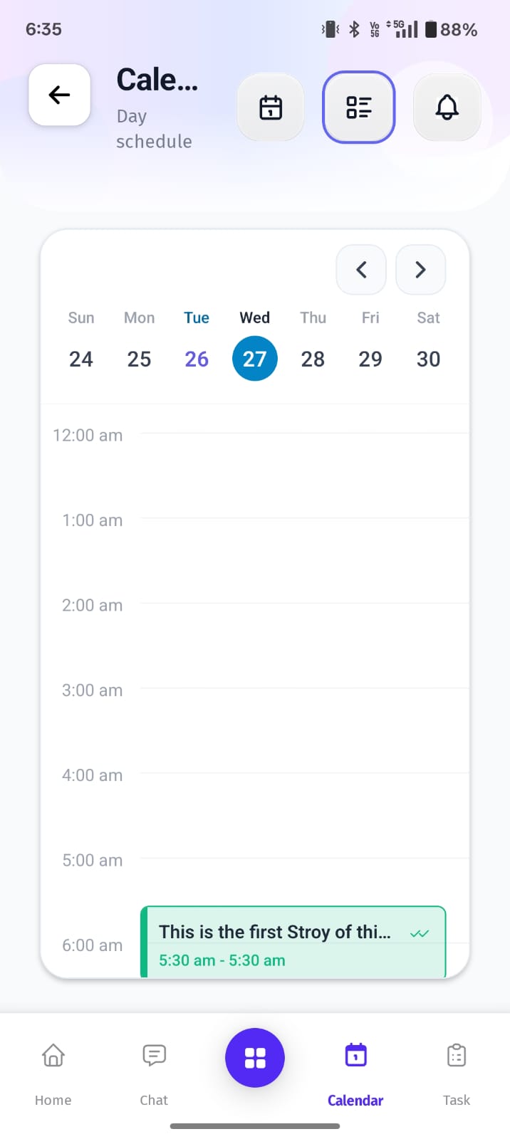 The Day Schedule View provides a detailed timeline of daily tasks, meetings, and scheduled activities.