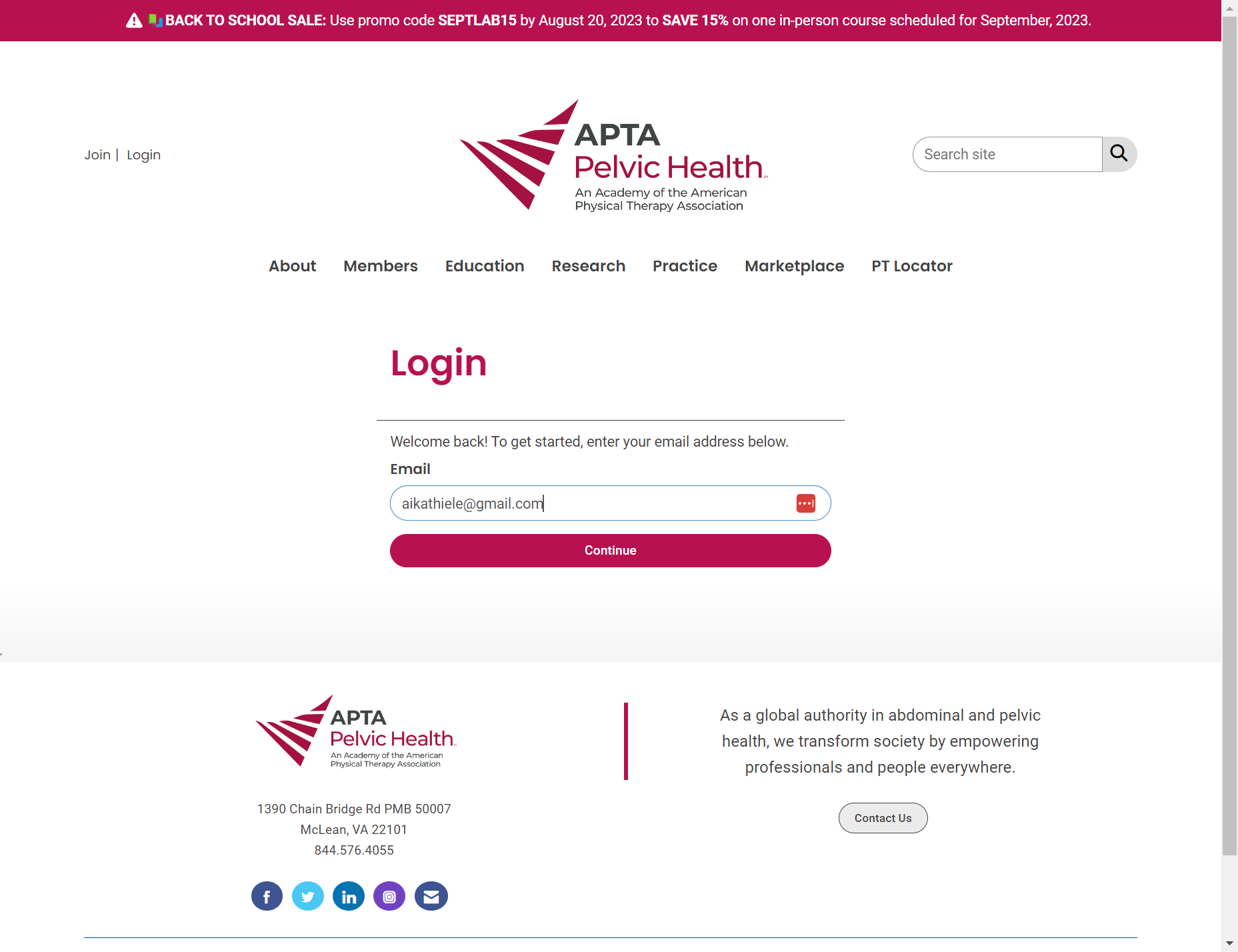 Log in using your membership-associated email address