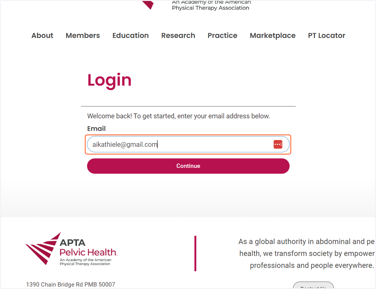 Log in using your membership-associated email address