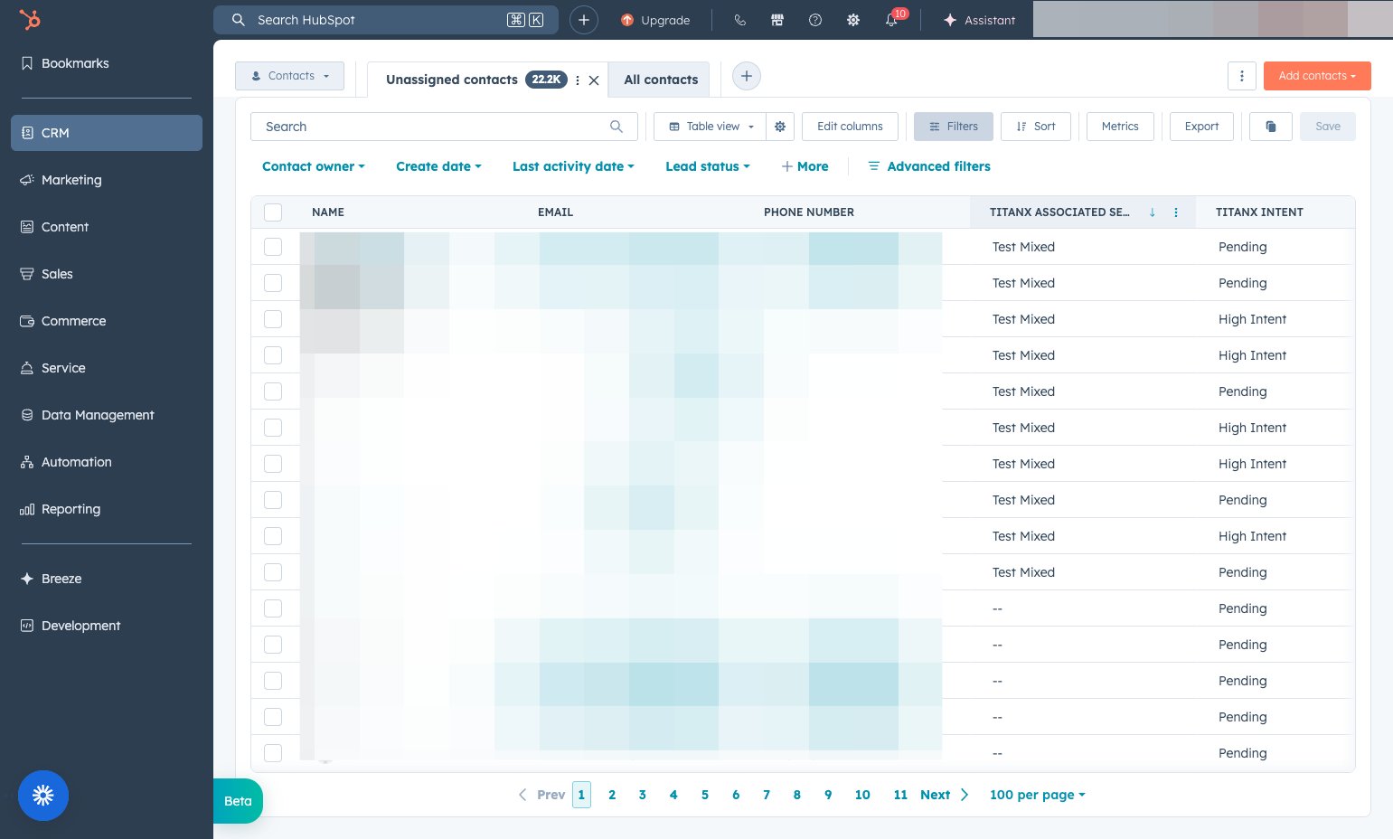A. Click on TitanX Associated Segment B. Click on Table view…