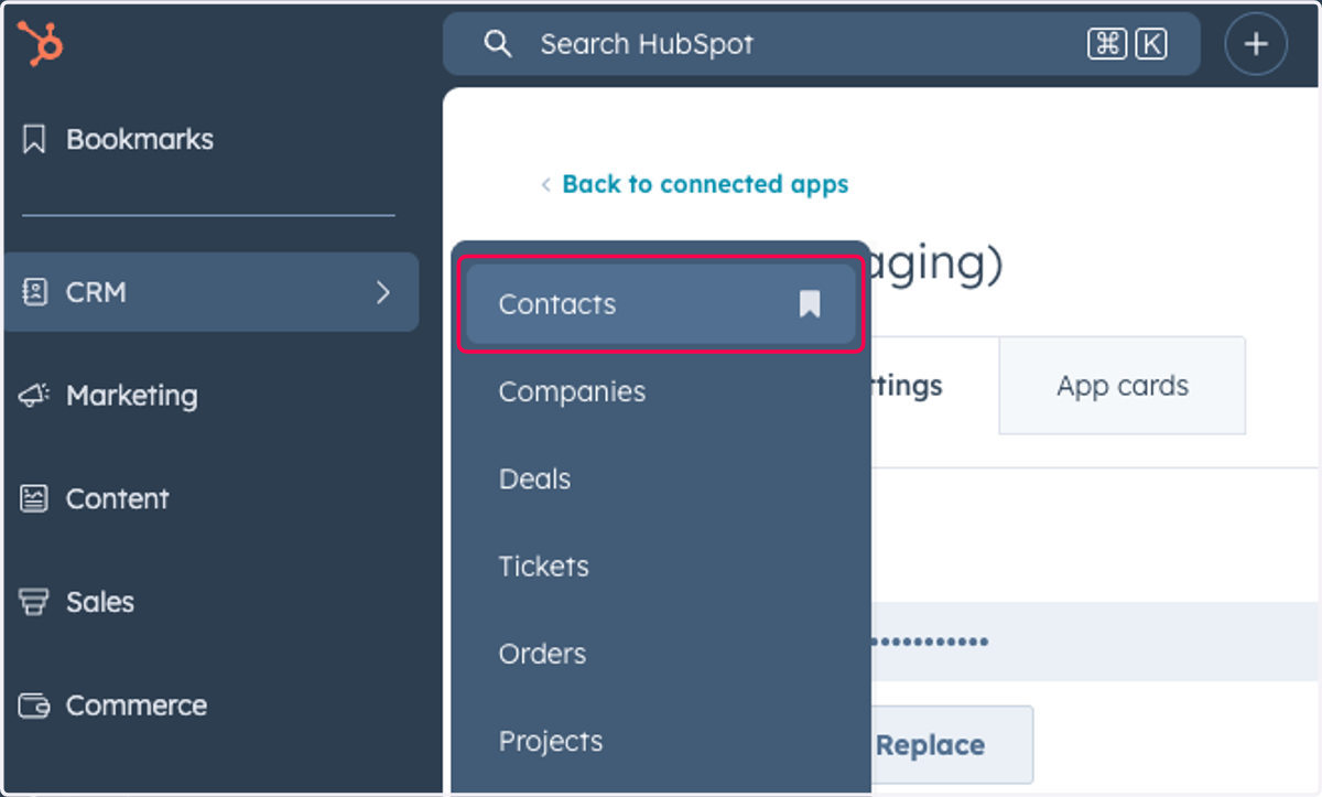 Click on Contacts