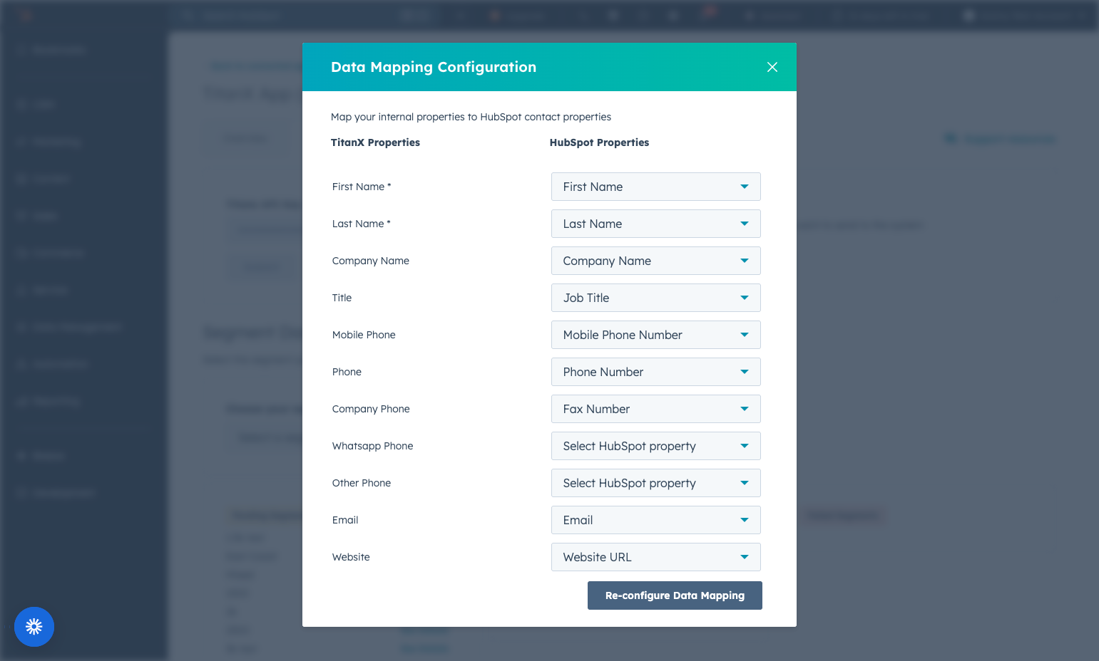 Click on Re-configure Data Mapping