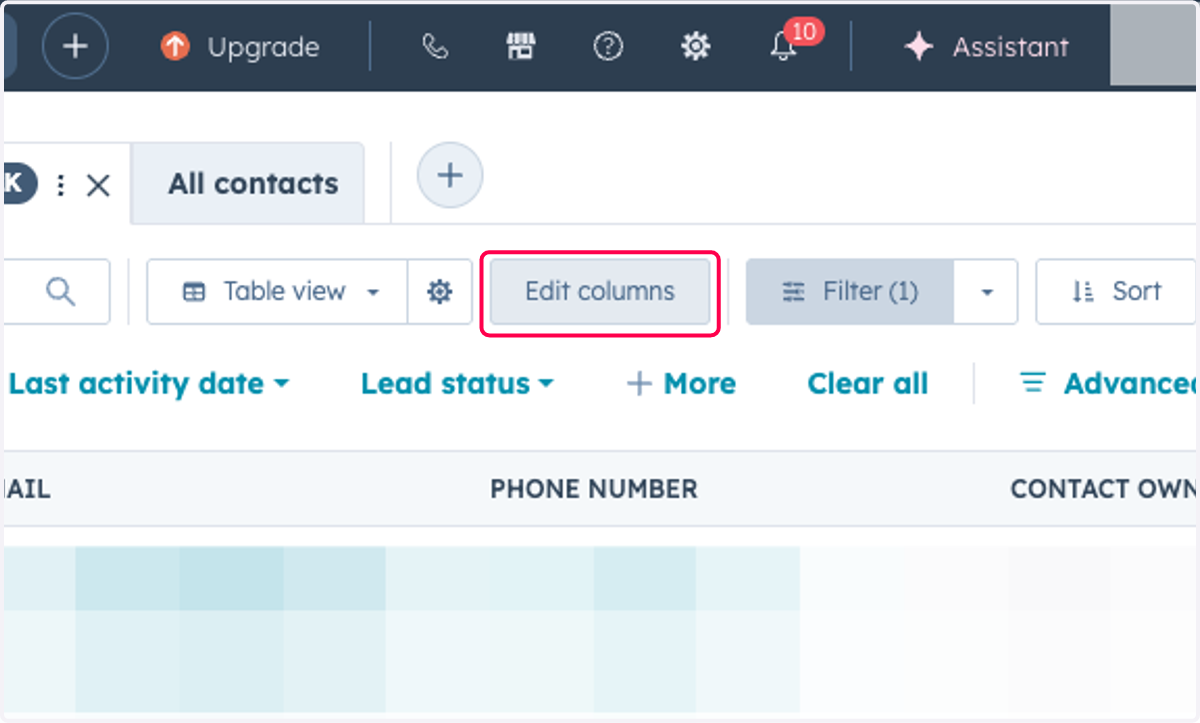 Click on Edit columns