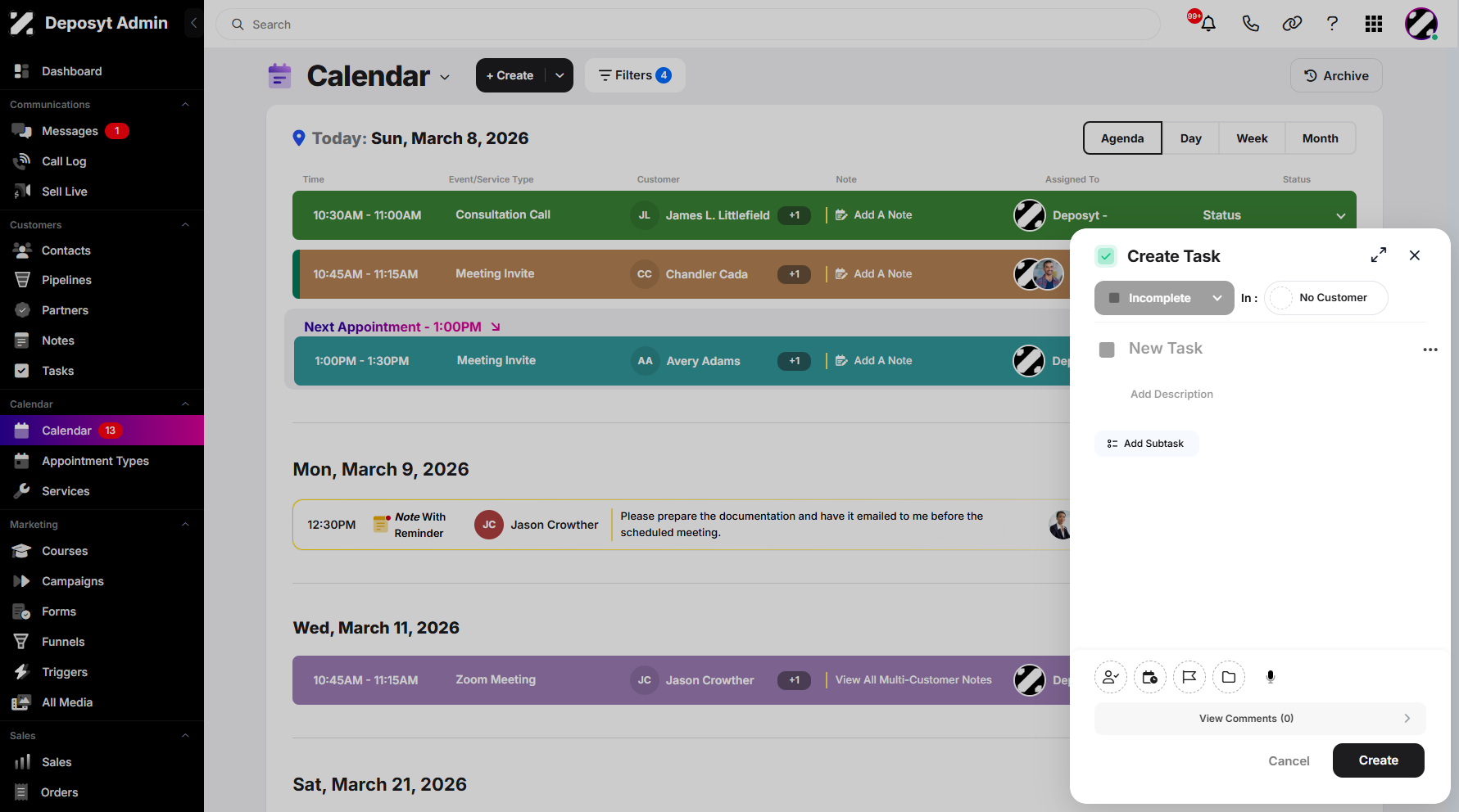 Step 6: A pop-up window will appear, allowing you to configure your task. You can enter a task title and add a description if needed. You can also add subtasks and set the task status.