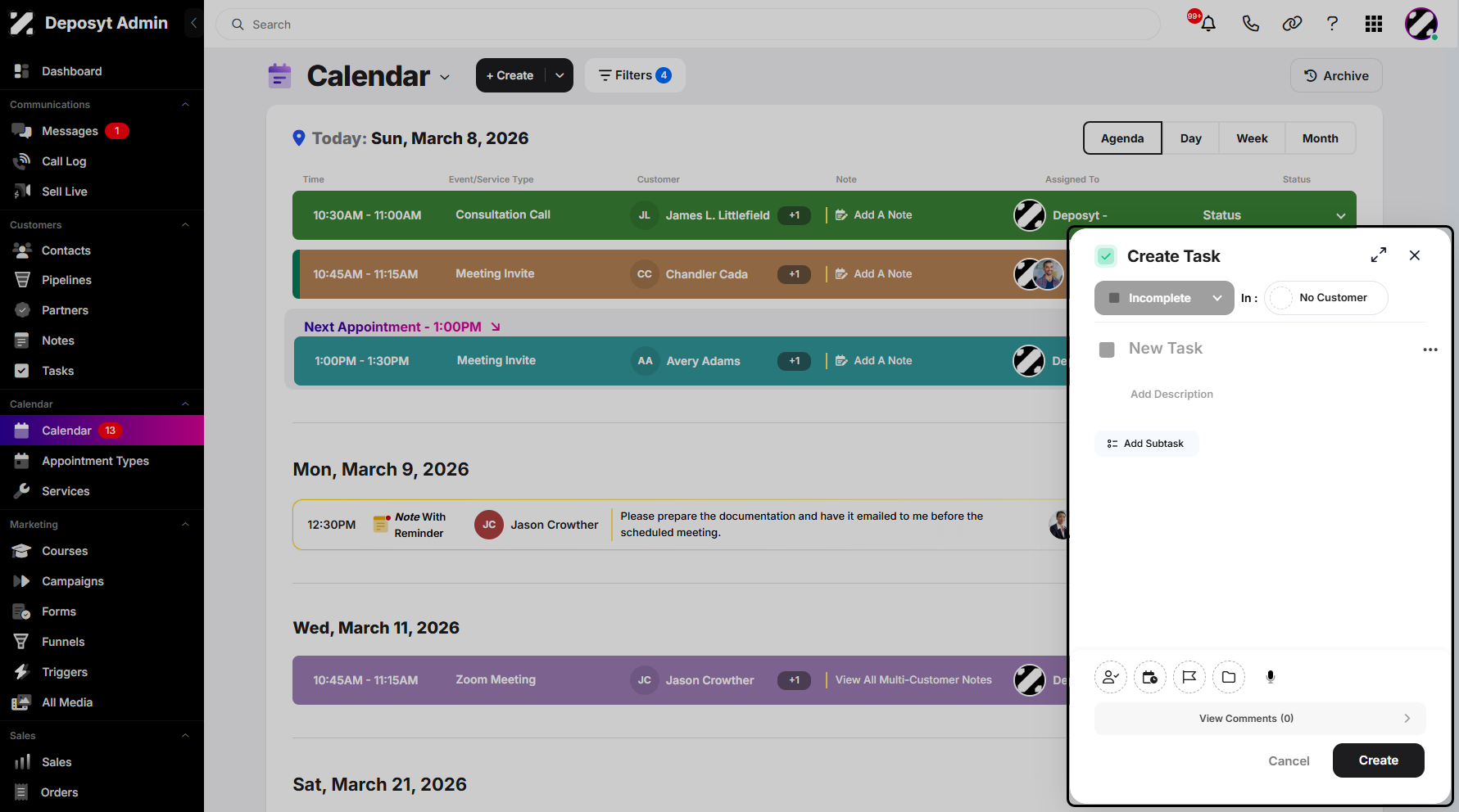Step 6: A pop-up window will appear, allowing you to configure your task. You can enter a task title and add a description if needed. You can also add subtasks and set the task status.