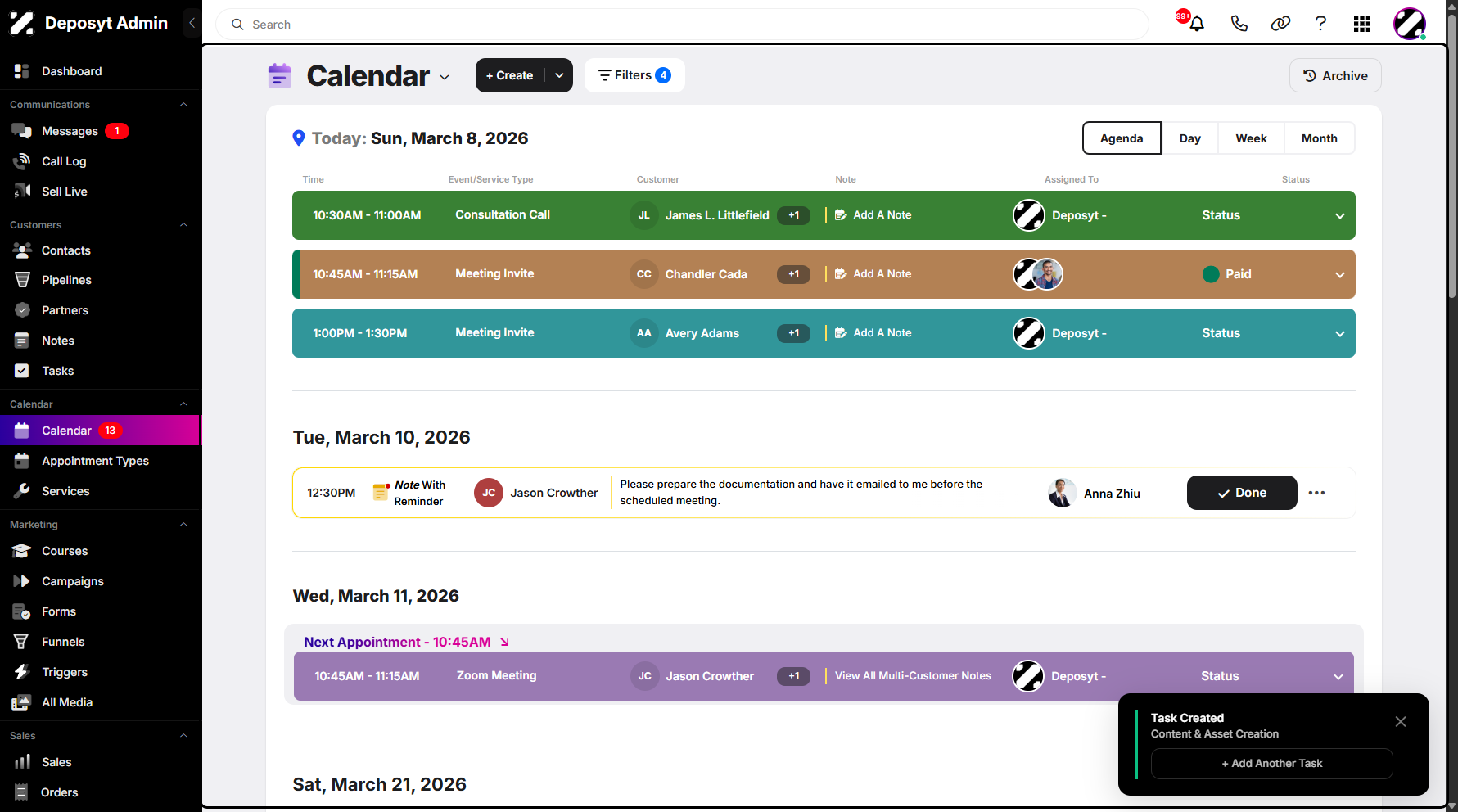 Step 8: A pop-up notification will appear, and you can now view your newly created task.