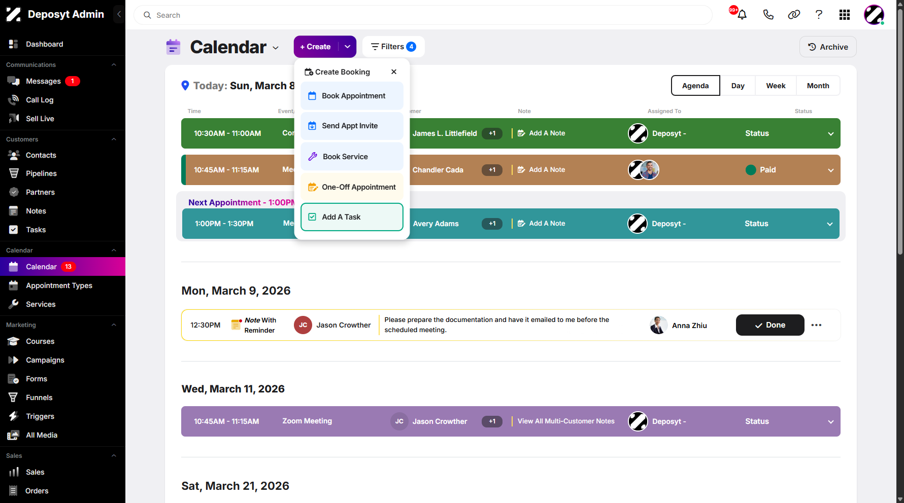 Create a Task in Calendar