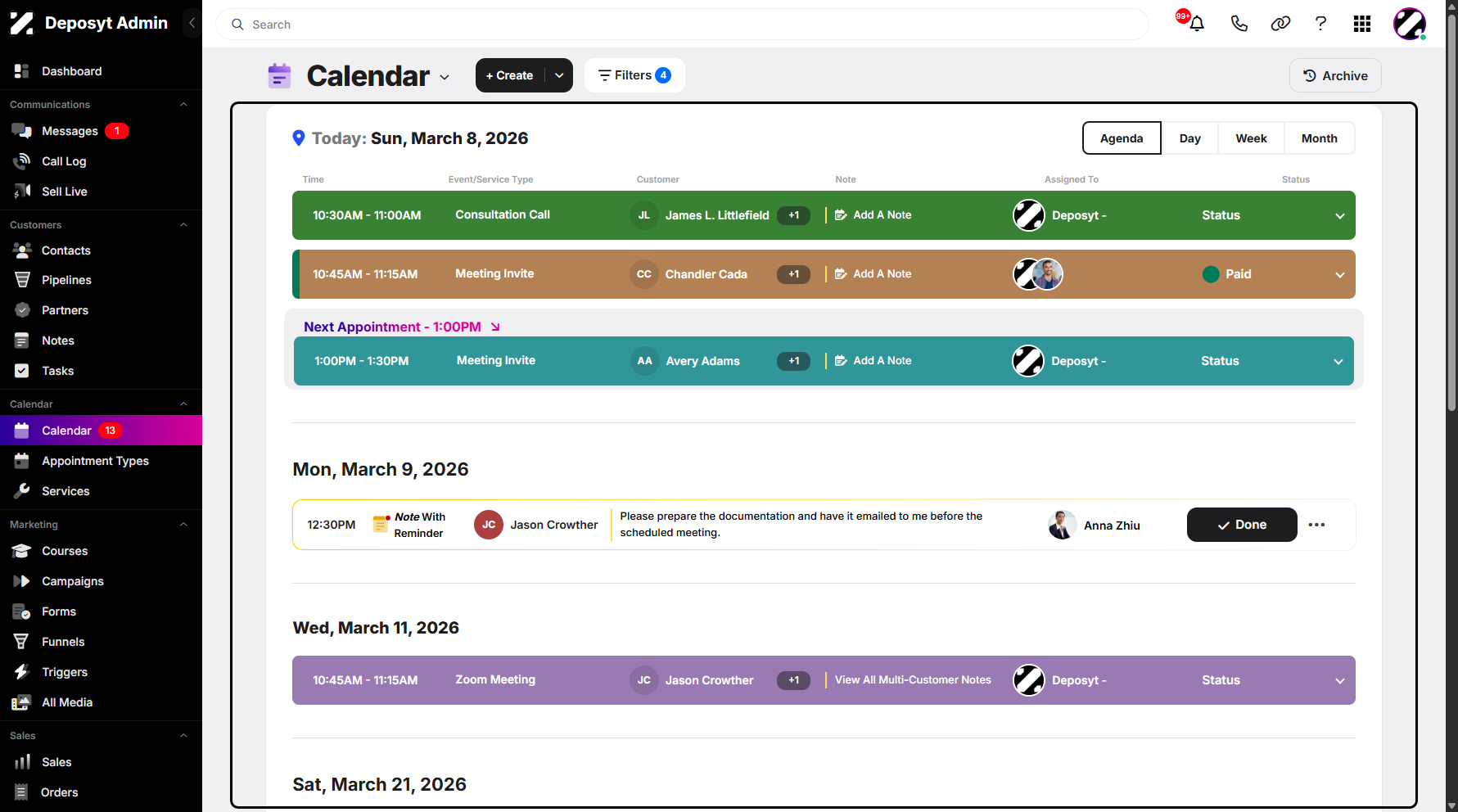 Step 2: You will then be navigated to the Calendar tab.