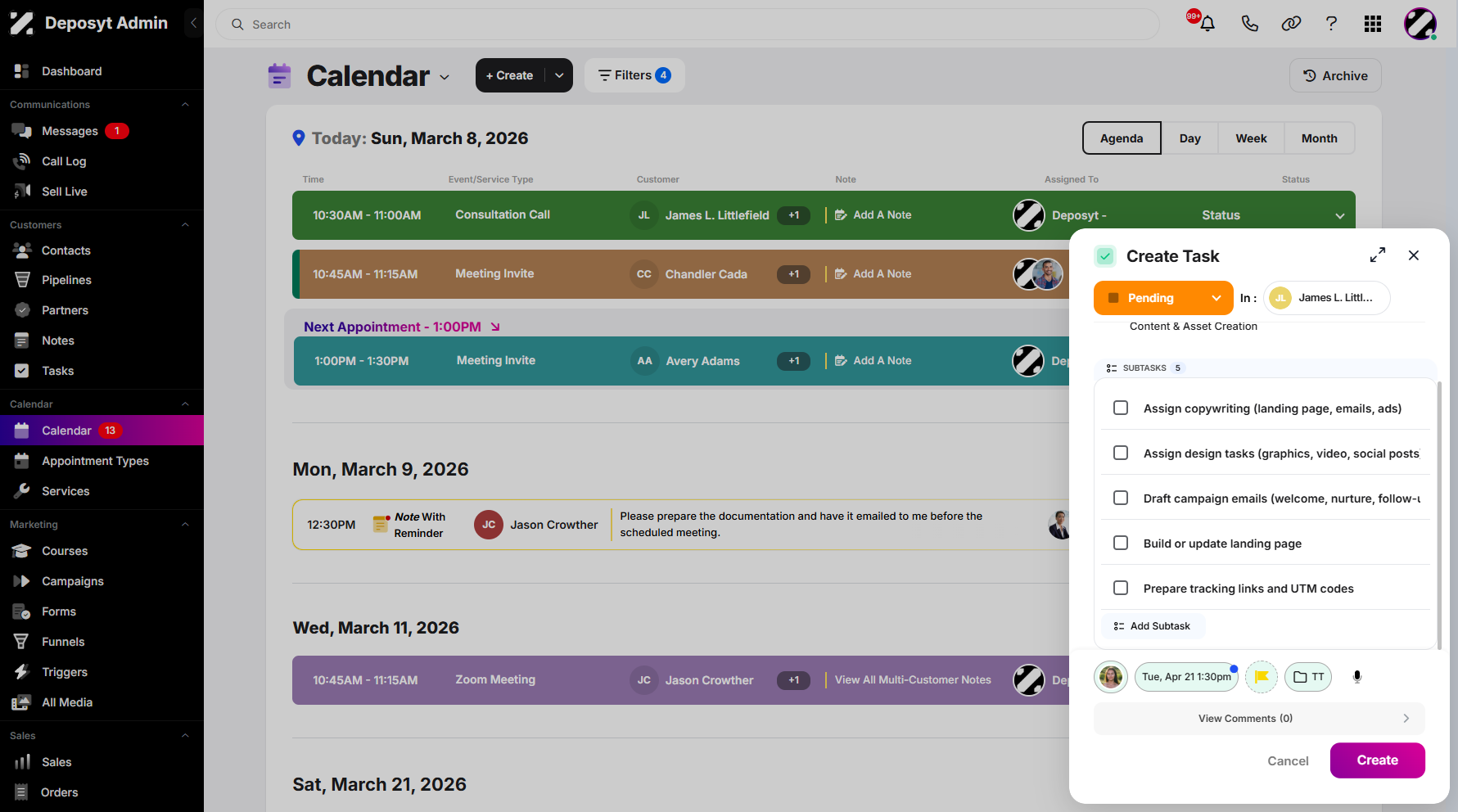 Step 7: Once you’re done configuring your task, click the Create button to save and apply the changes.