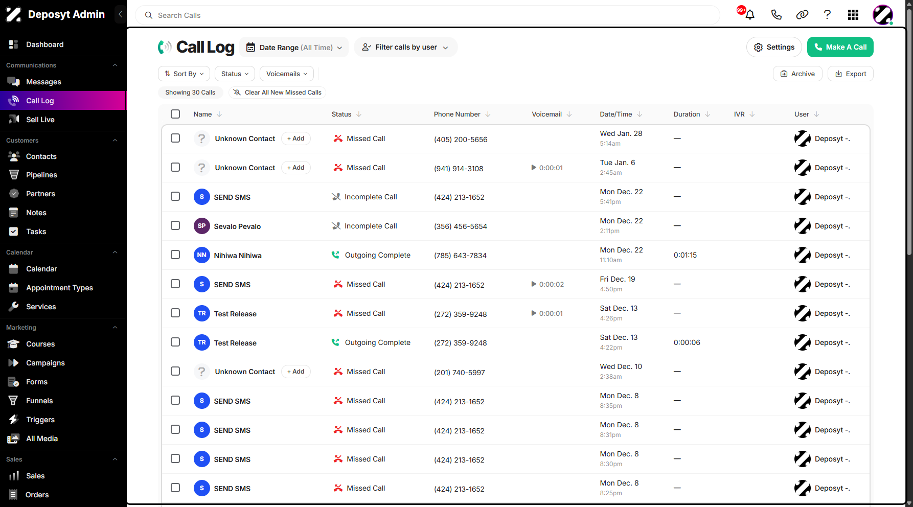 Step 2: You will be navigated to the Call Log.