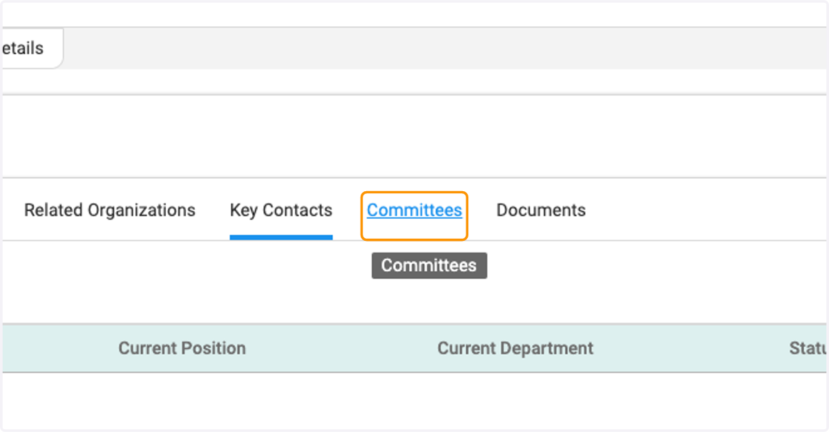Click on Committees to view any committees the organization may be associated with